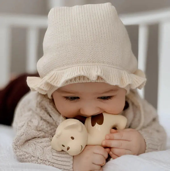 Tikiri Toys- Puppy Organic Natural Rubber Rattle, Teether & Bath Toy