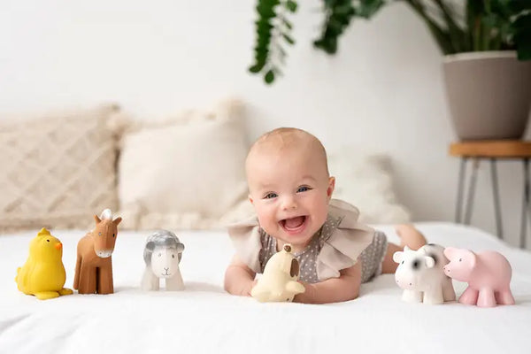 Tikiri Toys- Puppy Organic Natural Rubber Rattle, Teether & Bath Toy
