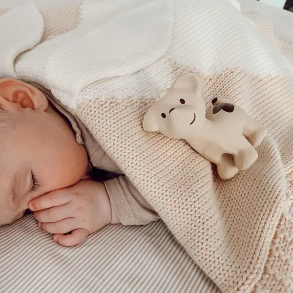 Tikiri Toys- Puppy Organic Natural Rubber Rattle, Teether & Bath Toy