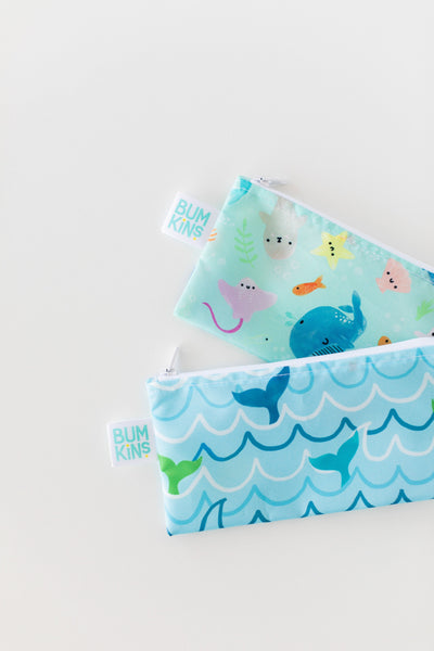 Ocean Life & Whale Tail Reusable Snack Bag, Small 2-Pack