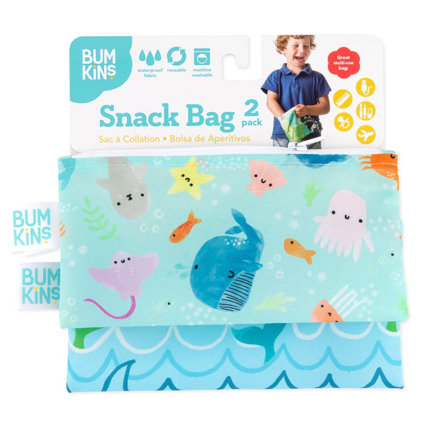 Ocean Life & Whale Tail Reusable Snack Bag, Small 2-Pack