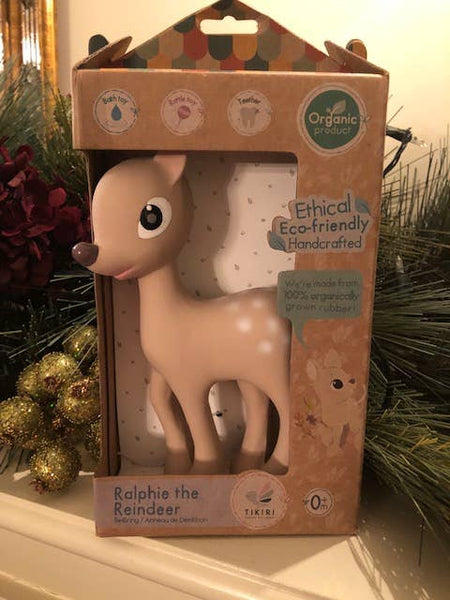 Ralphie Reindeer-Organic Rubber Rattle, Teether & Bath Toy