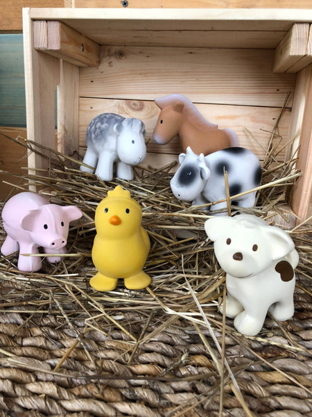 Pig -Organic Natural Rubber Rattle. Teether & Bath Toy