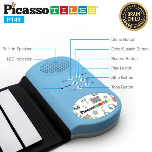 PicassoTiles 49-Key Roll Up Kids Piano w/Speaker - Three LiL Monkeys Three LiL Monkeys