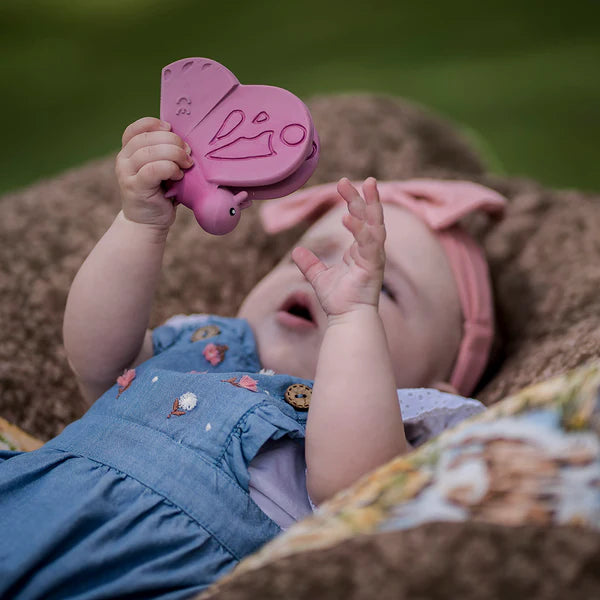 Butterfly Natural Rubber Teether, Rattle & Bath Toy