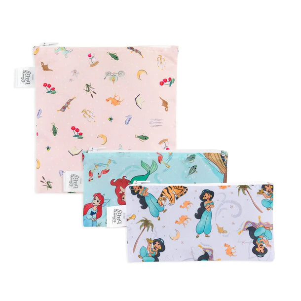 Reusable Snack Bag, 3-Pack: Princess Magic, Ariel, and Jasmine