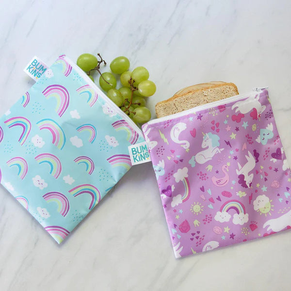 Reusable Snack Bag, Large 2-Pack: Rainbows & Unicorns