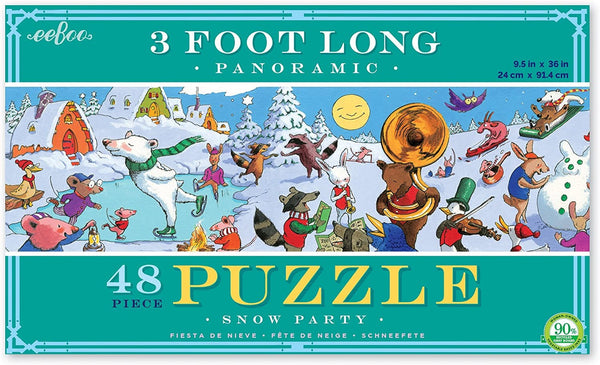 Eeboo Snow Party Panoramic Floor Puzzle 48 piece (3 Feet Long)
