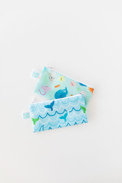 Ocean Life & Whale Tail Reusable Snack Bag, Small 2-Pack