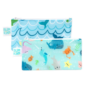 Ocean Life & Whale Tail Reusable Snack Bag, Small 2-Pack