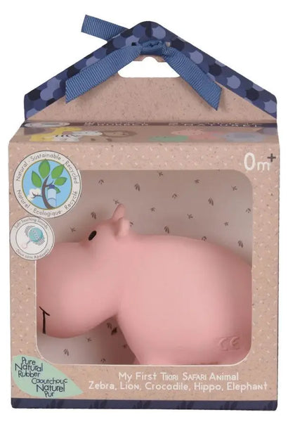 Tikiri Toys, Hippo - Natural Organic Rubber Teether, Rattle & Bath Toy